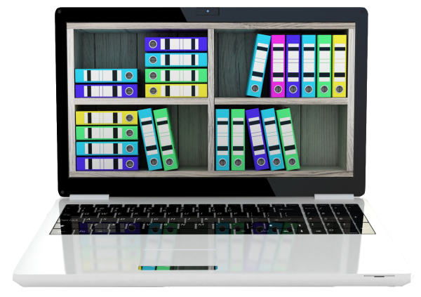 Notebook mit digitalem Archiv